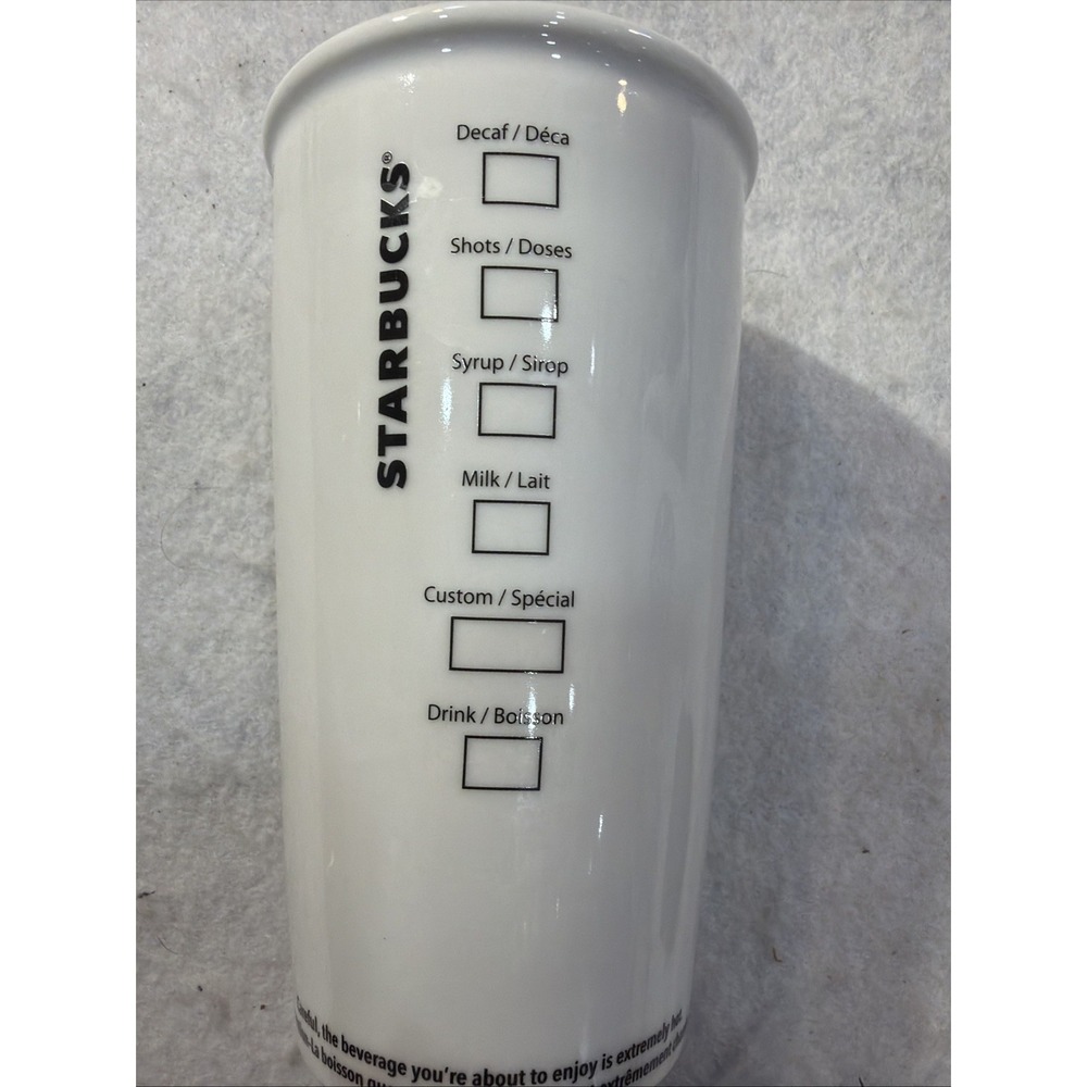 Starbucks Coffee White Ceramic Tall Travel Tumbler Mug Cup 2011 WITH Lid 12oz 24 - Picture 6 of 9